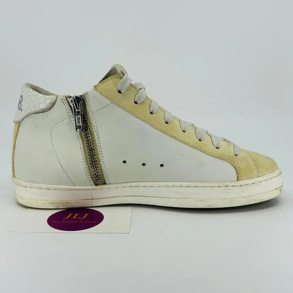 P448 Women's John White Leather Skate Mid Top Sneakers Size 36 EU/ 6 US
